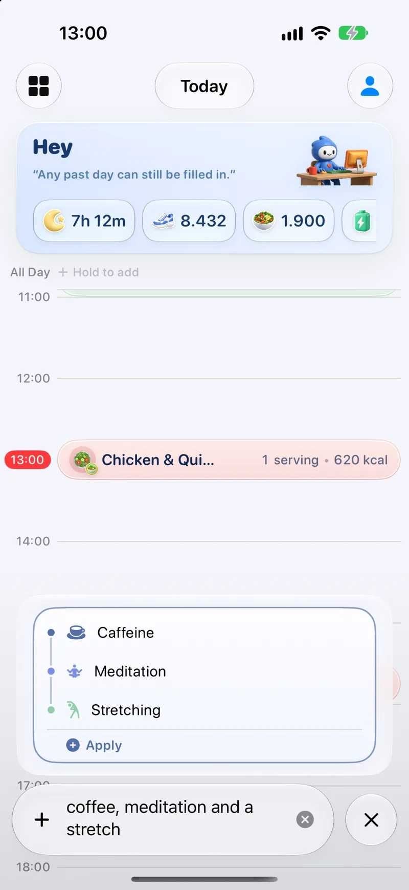 Voice entry turning 'coffee, meditation and a stretch' into three habits
