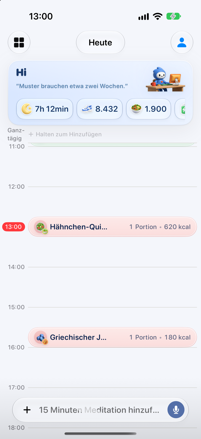 Ein Tag in Lopie mit Mahlzeiten, Stimmung und Energie