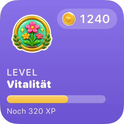 Fortschritts-Widget: Level Vitalität und die XP bis zum nächsten Level