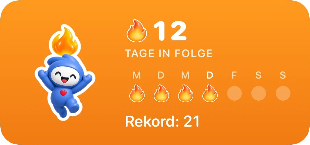 Serien-Widget: 12 Tage in Folge eingetragen, die Woche leuchtet