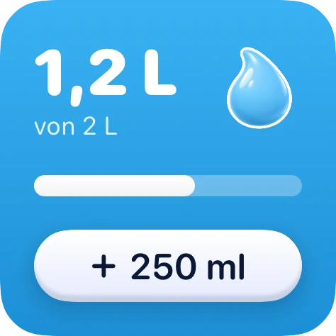 Wasser-Widget: 1,2 von 2 Litern mit einem +250-ml-Knopf